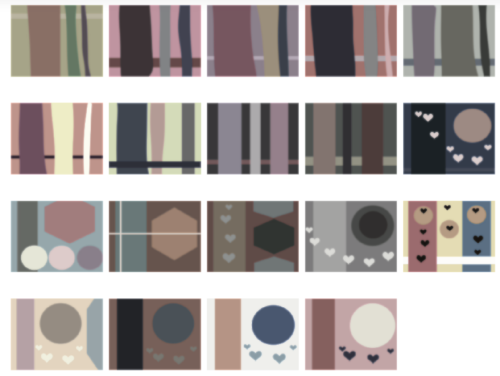 カラーセットのサムネイル一覧。