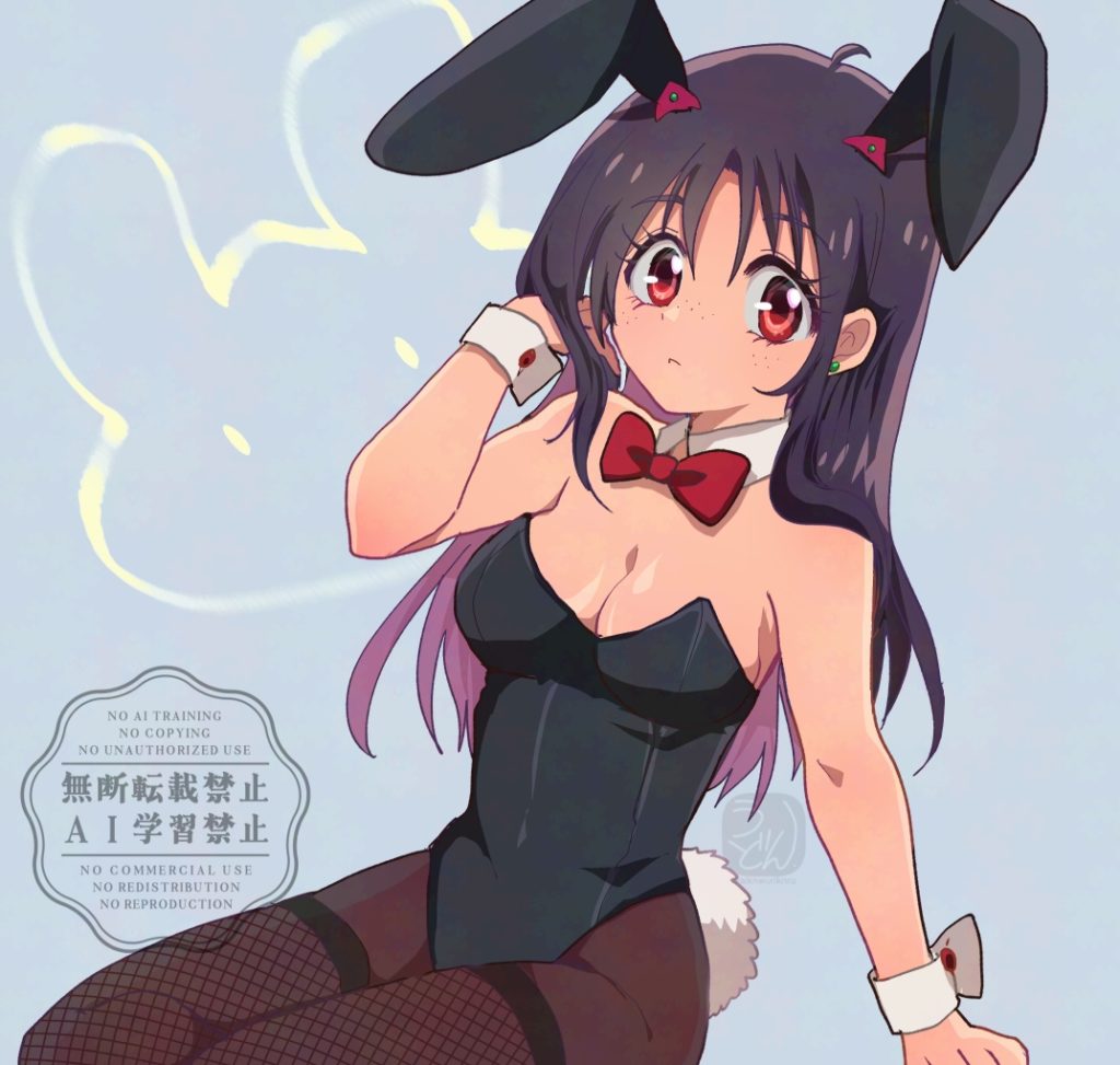 バニーガール衣装の雪枝のイラスト