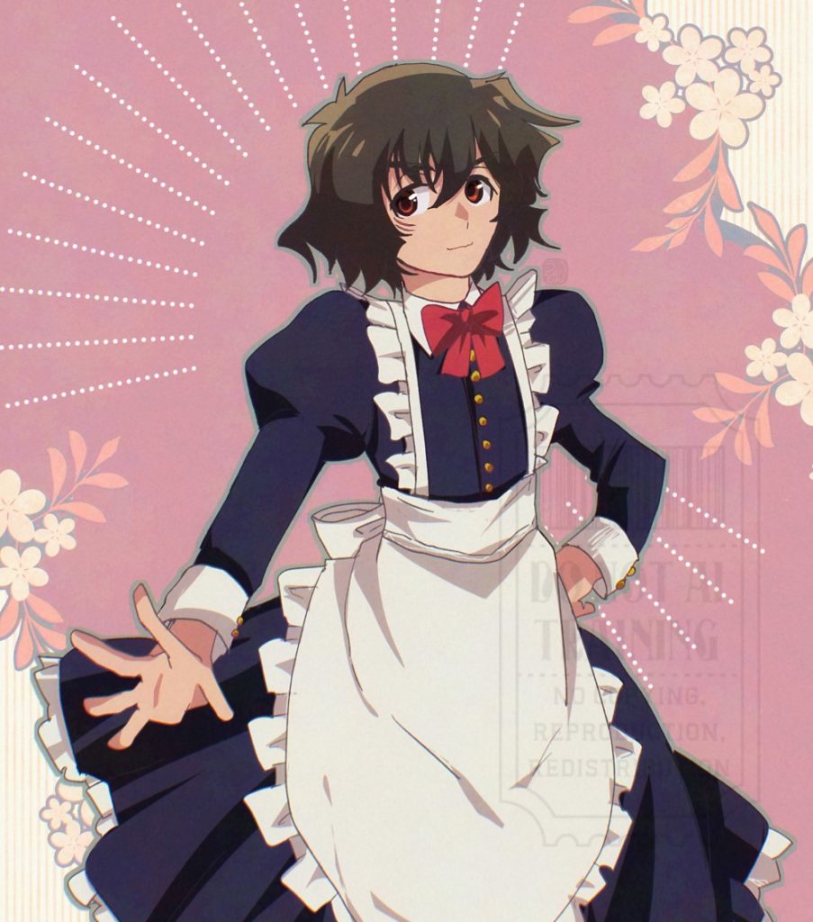 メイド服に身を包んだ不破のイラスト