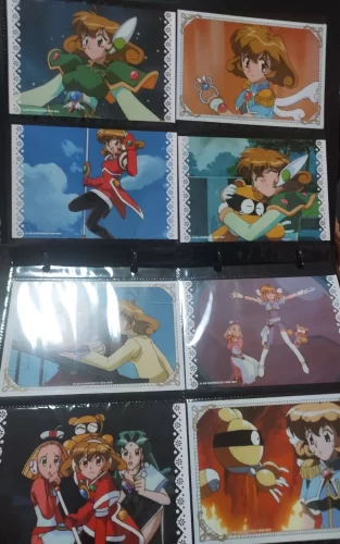 コレユイのイラストカードをファイルに収めている写真